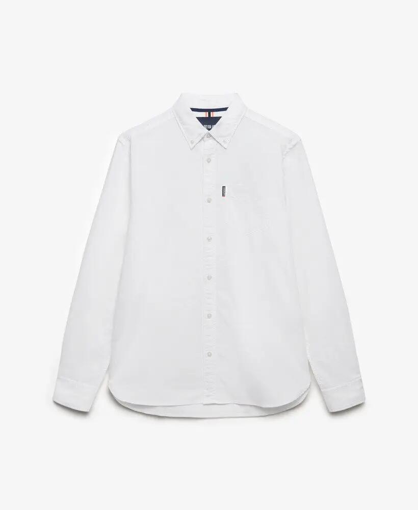 superdry Camisa Essential Oxford manga comprida — 100% algodão – Optic White 7/7