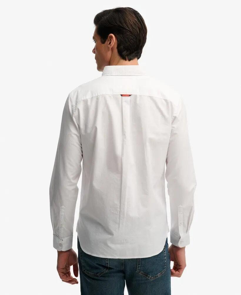 superdry Camisa Essential Oxford manga comprida — 100% algodão – Optic White 5/7