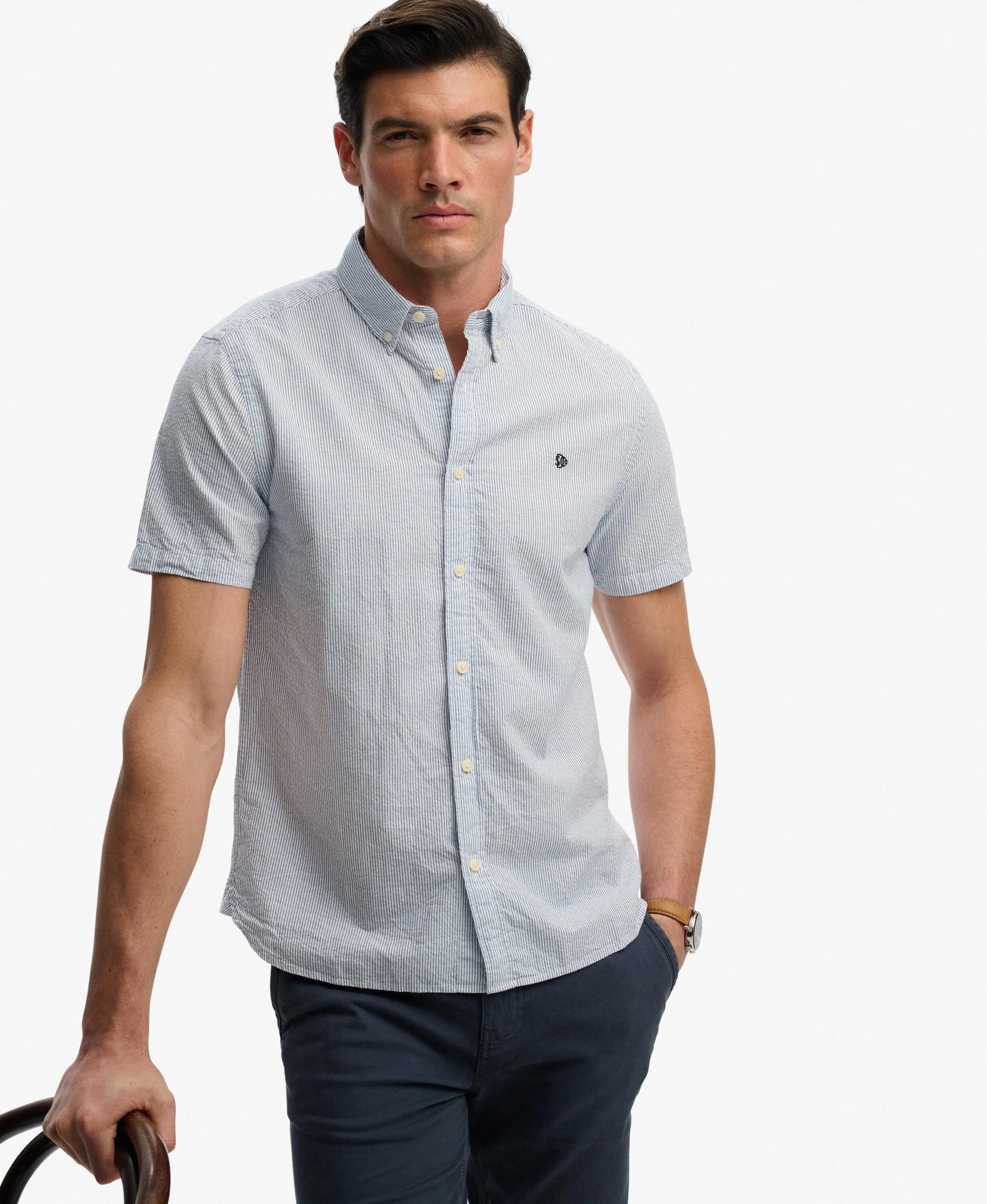 superdry Classic Seersucker korte mouw overhemd – 100% biologisch katoen 2/5