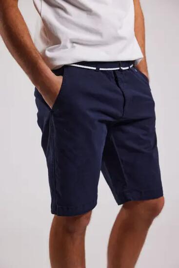 sebago DKS Belted Bermuda Shorts - Dehnbare Chino Bermuda Marineblau