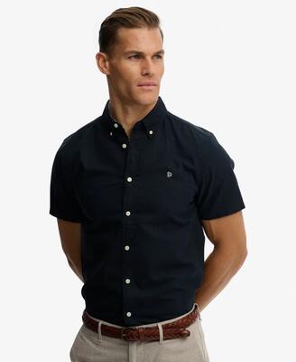 Superdry preppy oxford korte mouw overhemd pastel yellow chambray