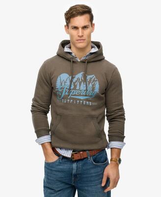 Superdry outfitters hoodie van katoenmix voor heren – vintage black