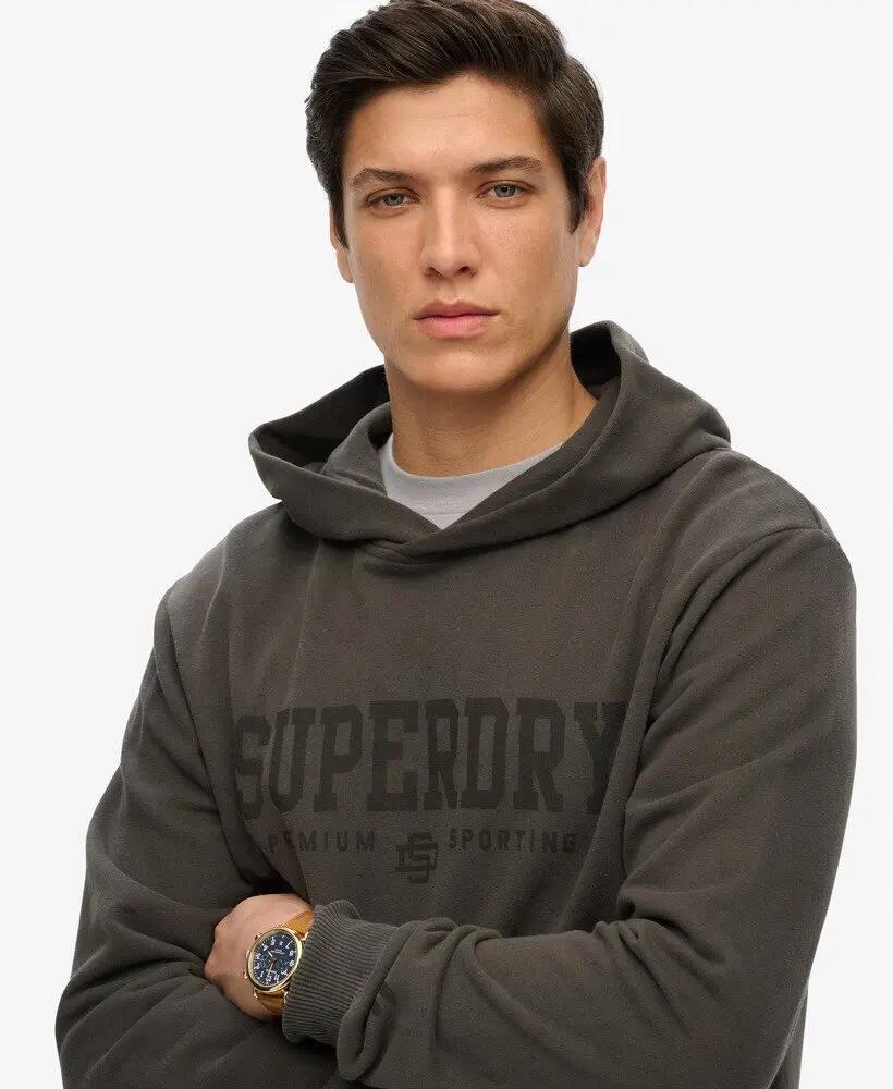 superdry Dry Brand Hood bluza męska charcoal z bawełnianej mieszanki 3/6