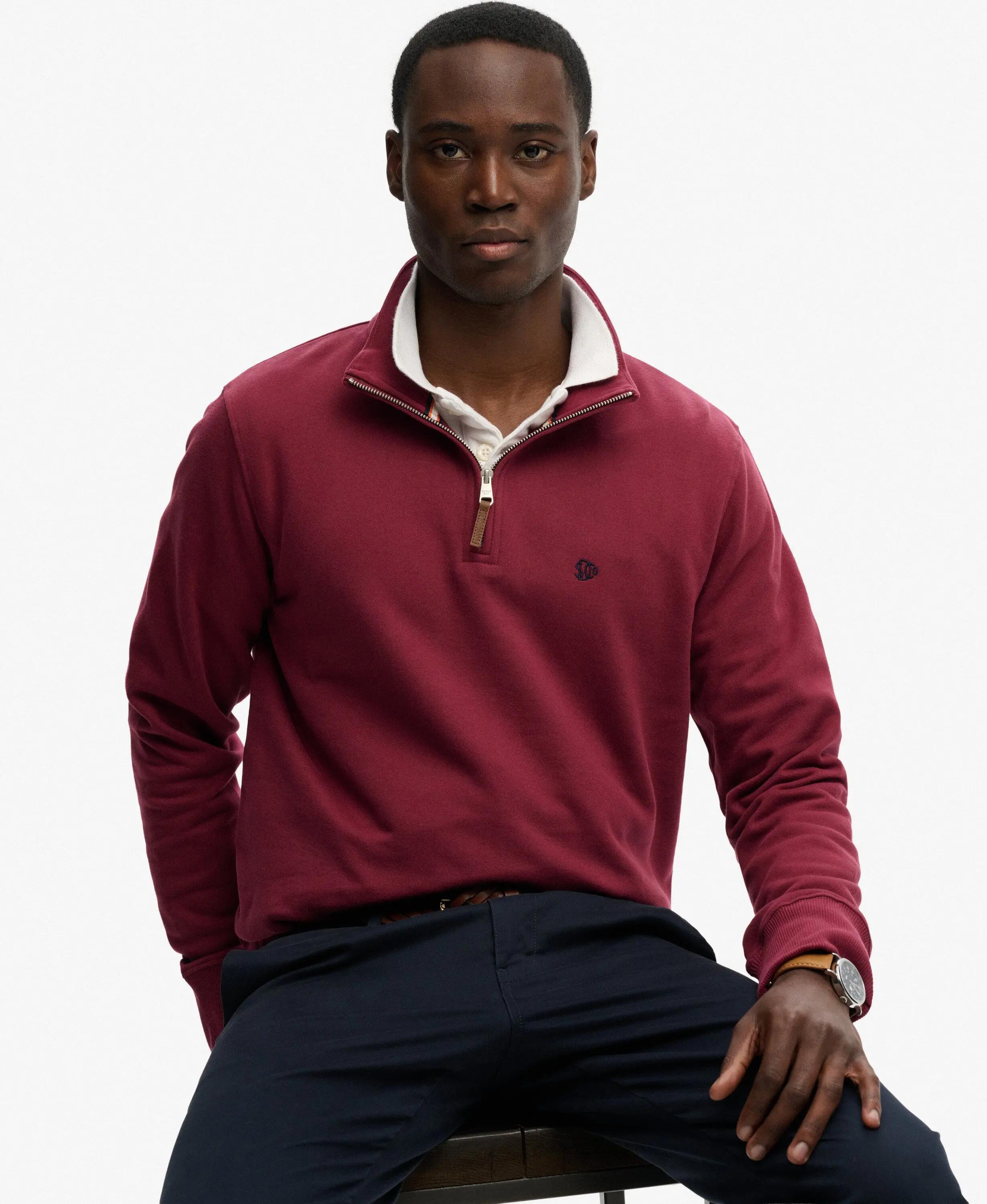 superdry Jersey Preppy Half Zip 100% Algodón Orgánico – Port Red 2/5