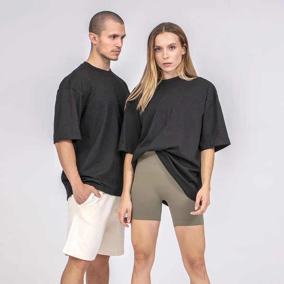 T-shirt Adulto fitness oversize cotone morbido Classika Nera 4/5