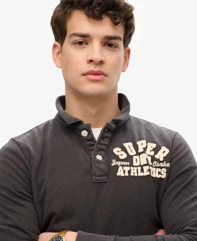 superdry Polo Vintage Athletic manga longa slim 100% algodão 3/4