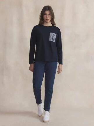 T-shirt manches longues Femme - Sportswear - OLYRATEE - Bleu marine