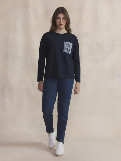 T-shirt manches longues Femme - Sportswear - OLYRATEE - Bleu marine