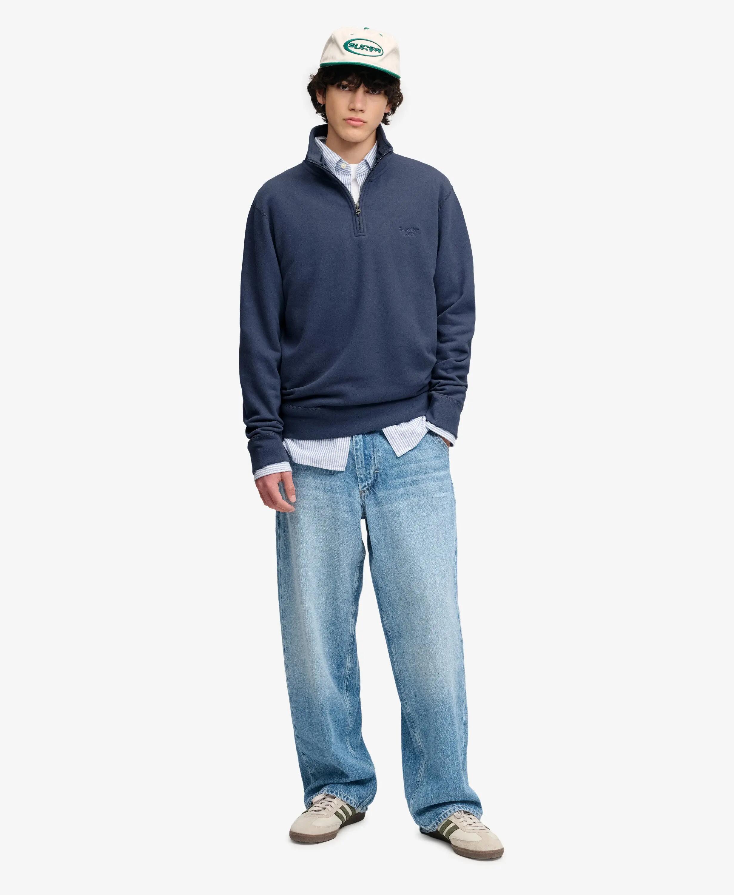 superdry Sweatshirt Essential Serif Logo Meio-Zíper – Soft Navy 3/7
