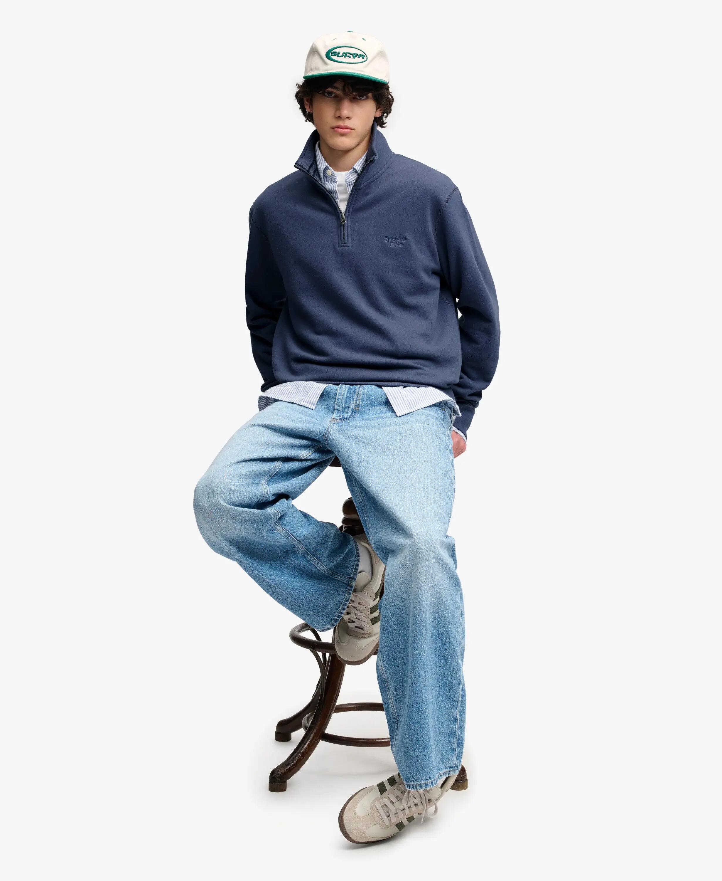 superdry Sweatshirt Essential Serif Logo Meio-Zíper – Soft Navy 2/7