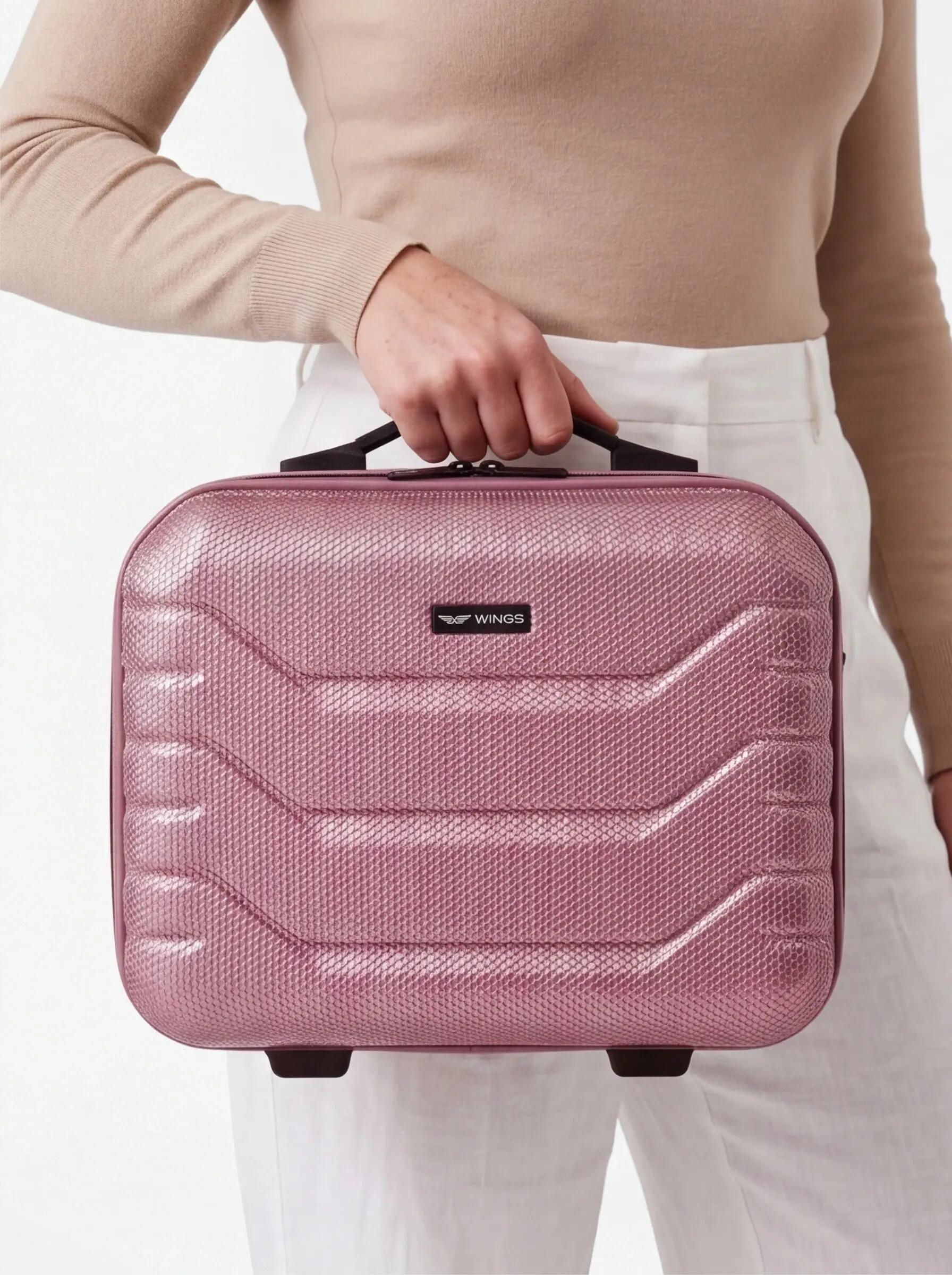 Wings CRAKE reiskoffer met toilettas 14" ROSE GOLD 2/10