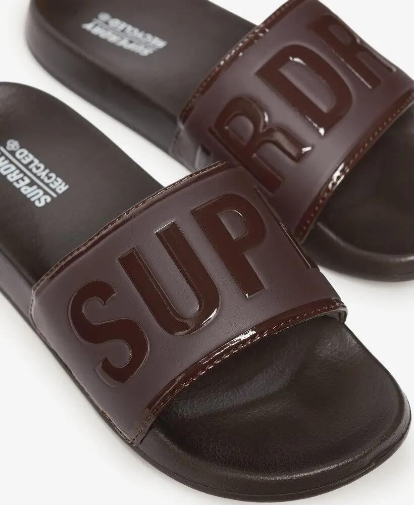 superdry Core Pool Sliders — Gepolsterte Pool-Pantoletten Dark Oak Brown 6/7