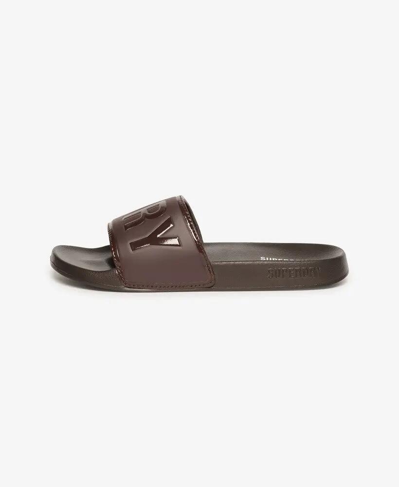 superdry Core Pool Sliders — Gepolsterte Pool-Pantoletten Dark Oak Brown 4/7