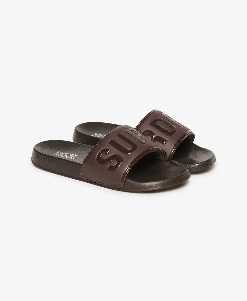 superdry Core Pool Sliders — Gepolsterte Pool-Pantoletten Dark Oak Brown 2/7