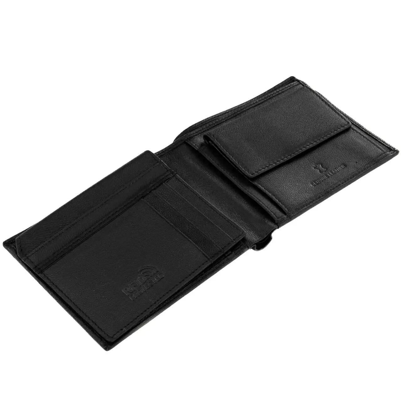 WINGS Portefeuille homme en cuir naturel de chèvre avec rabat rabattable Noir 7/7