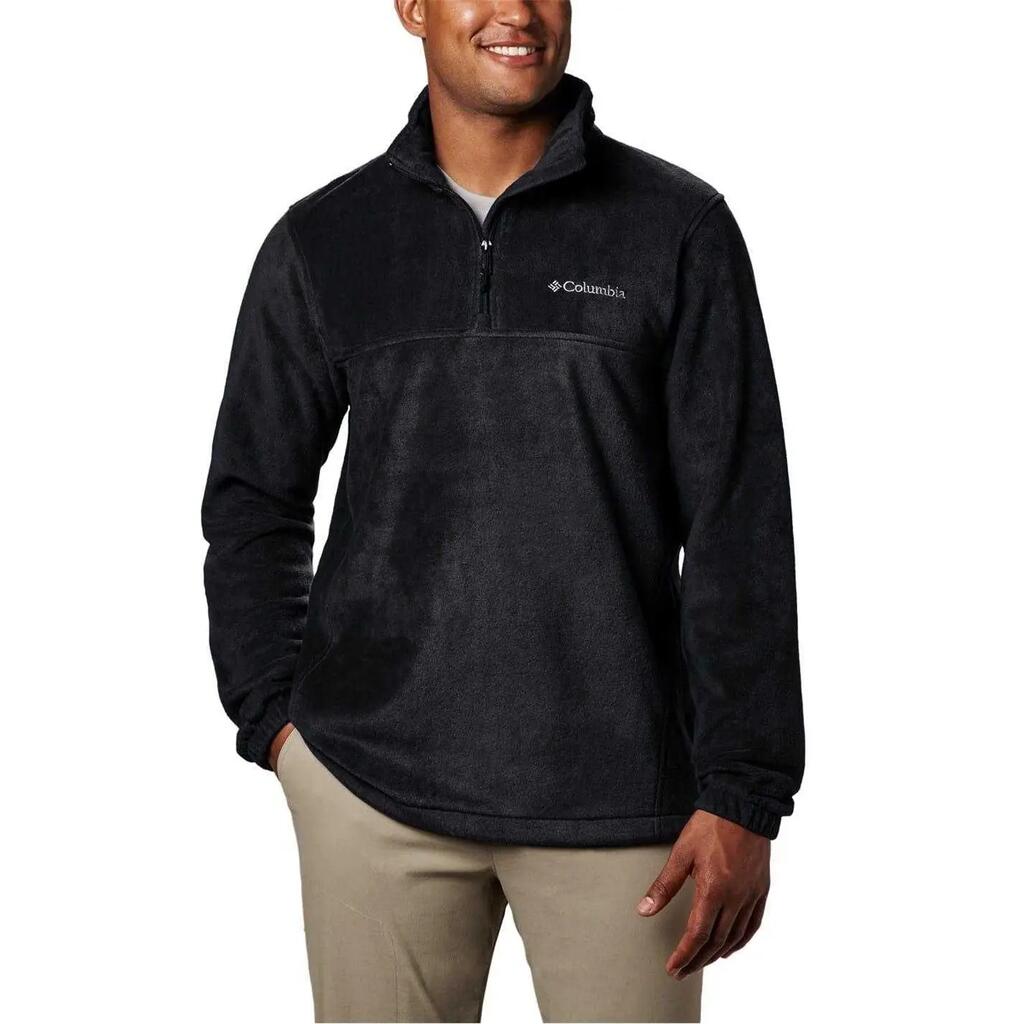 Mens Steens Fleece Quarter Zip Tailored LongSleeved Sweatshirt (Black)