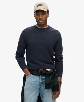 Superdry textured crew gebreide trui van katoen – eclipse navy heather
