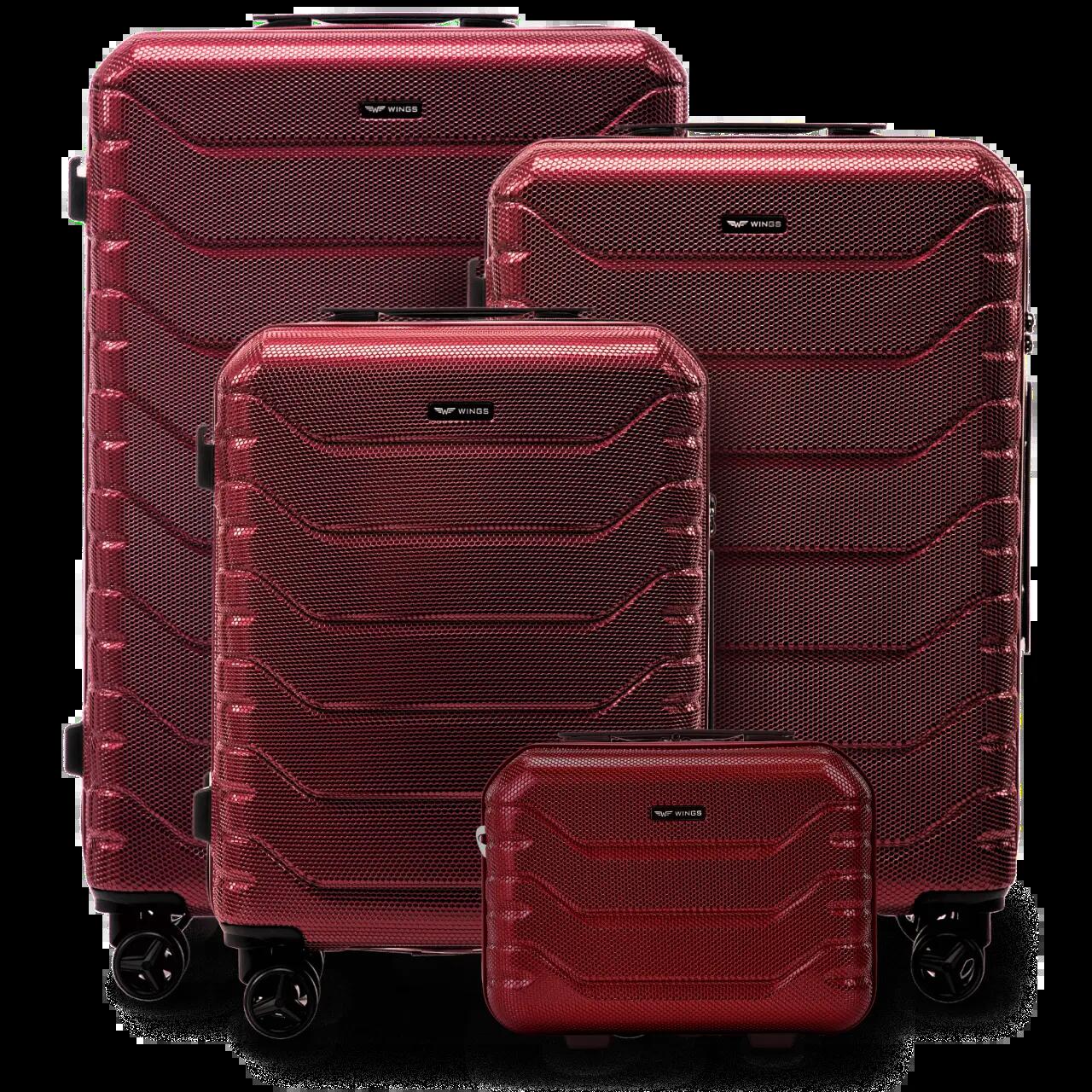 Lot de 4 valises Wings CRAKE S/M/L + valise compacte WINE RED 1/10