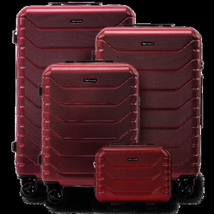 Lot de 4 valises Wings CRAKE S/M/L + valise compacte WINE RED
