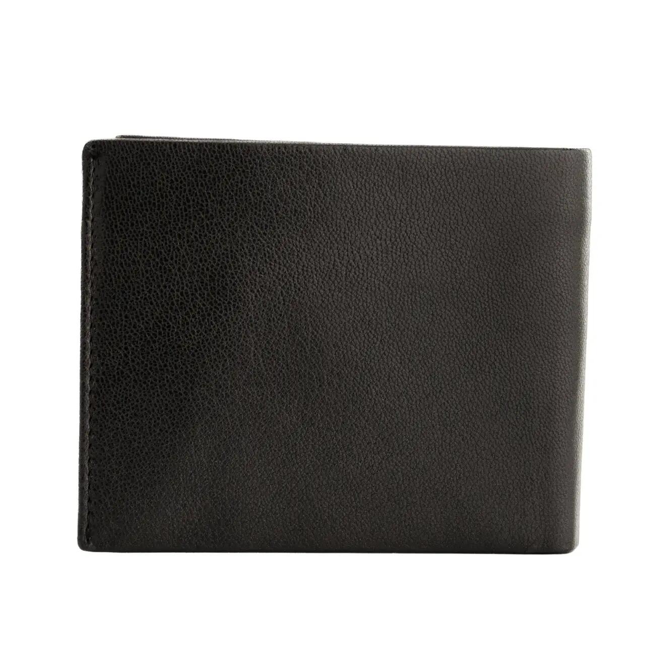 WINGS Portefeuille homme en cuir naturel de chèvre avec rabat rabattable Noir 6/7