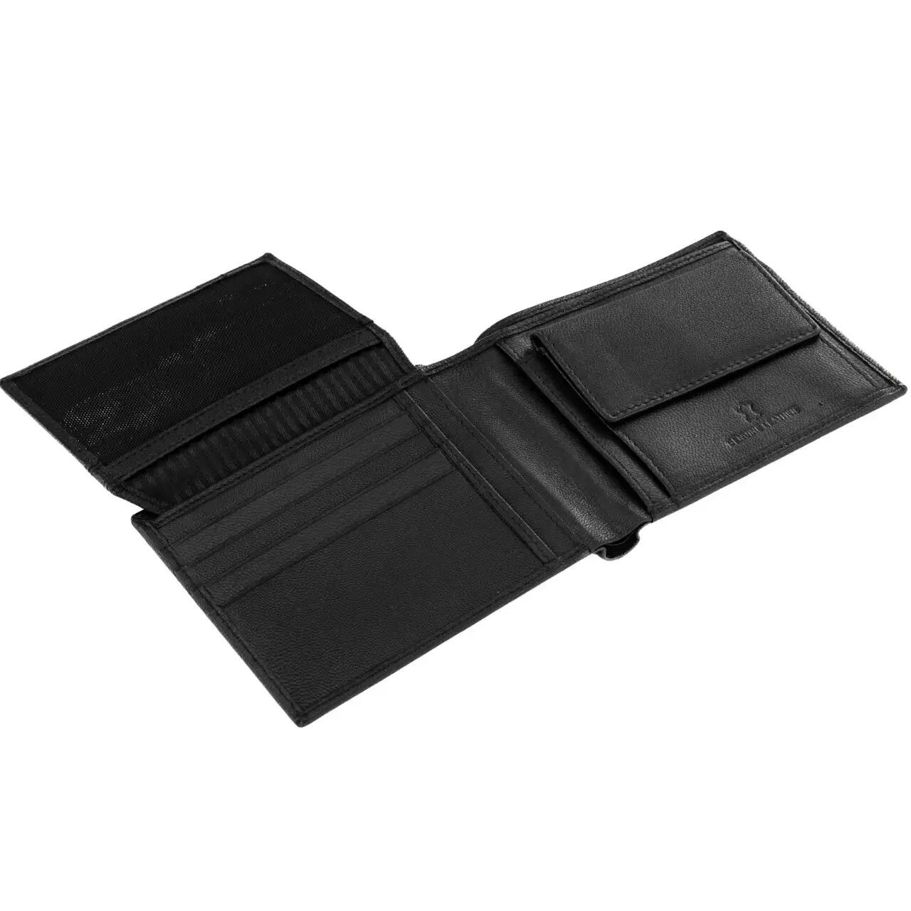 WINGS Portefeuille homme en cuir naturel de chèvre avec rabat rabattable Noir 3/7