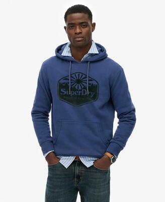 Superdry sun hoodie – relaxed fit, zacht geborstelde voering, frontier blue