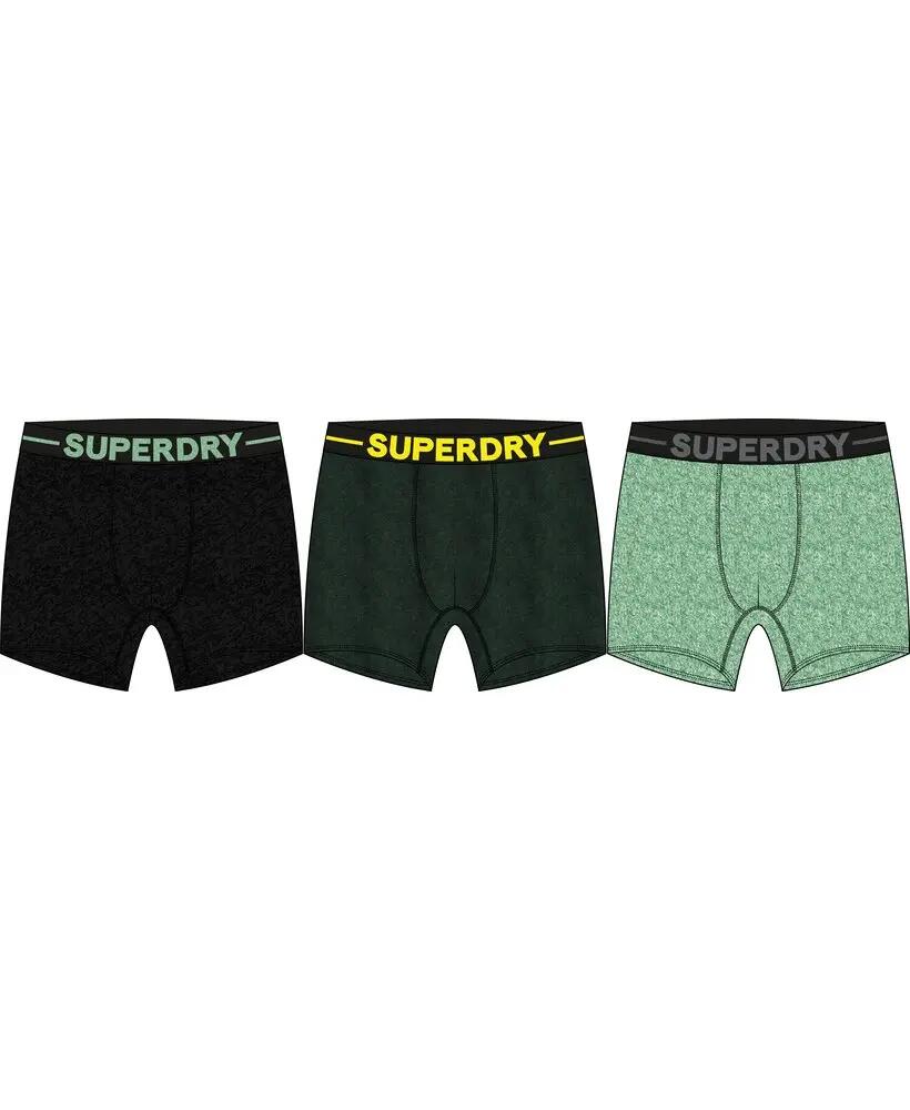 superdry Boxer Triple Pack em algodão orgânico — Respirável – Green Marl Mix 3/3