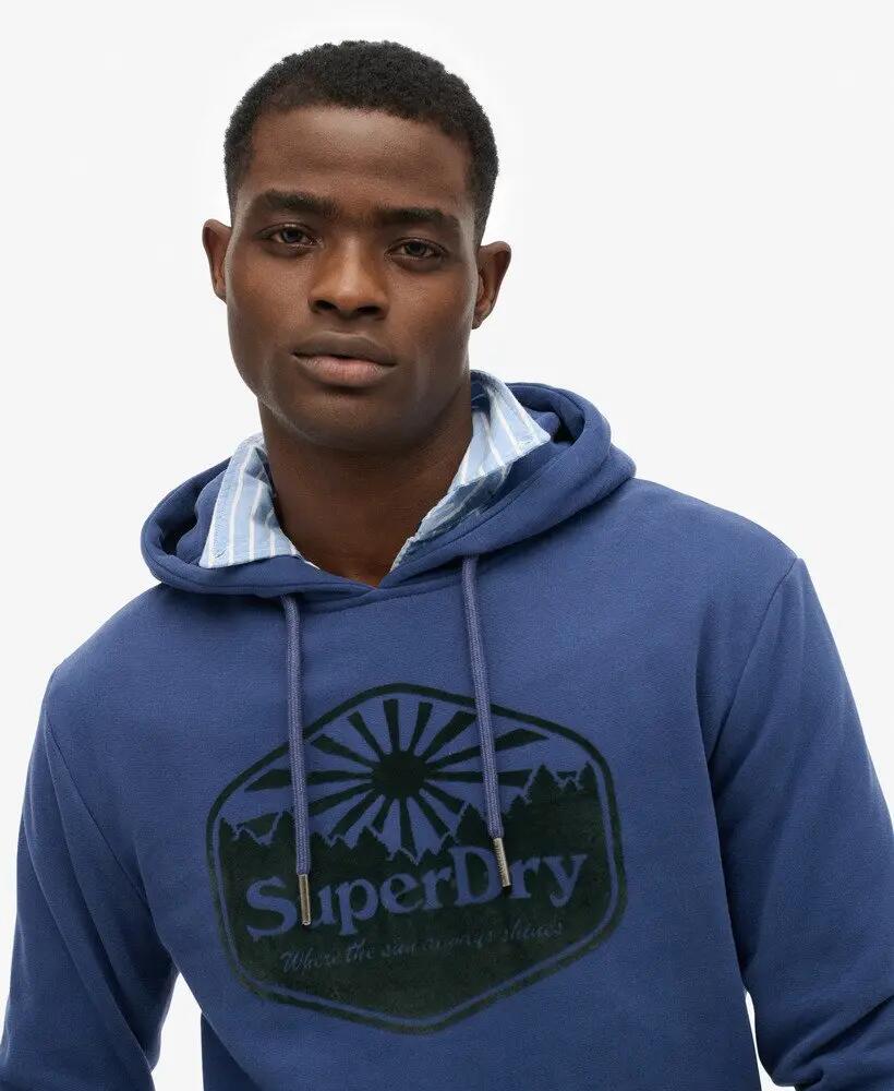 superdry Sweat à capuche Sun – Coupe Relaxed, doublure douce, Frontier Blue 4/5