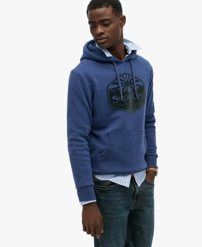 superdry Sweat à capuche Sun – Coupe Relaxed, doublure douce, Frontier Blue 3/5