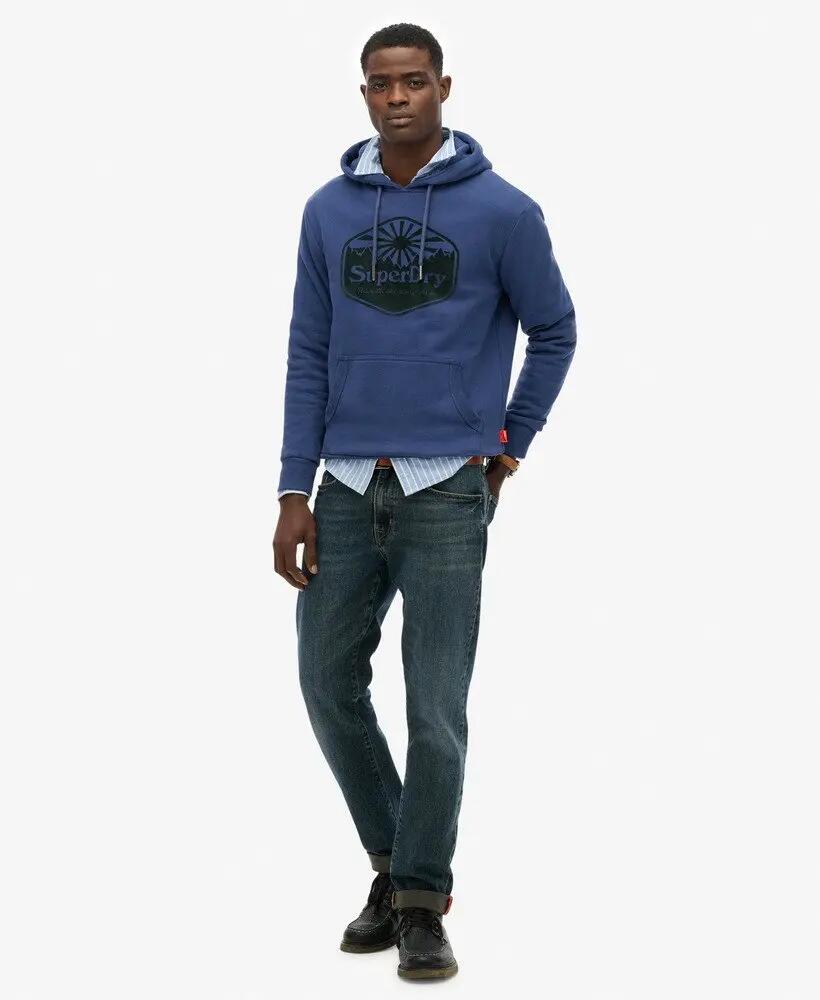 superdry Sweat à capuche Sun – Coupe Relaxed, doublure douce, Frontier Blue 2/5