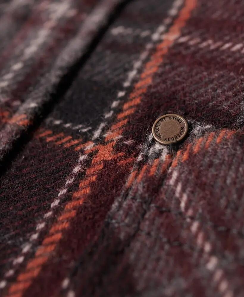 superdry The Merchant Store - Overshirt matelassé Chocolate Brown Check 5/7