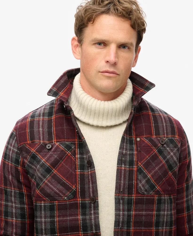 superdry The Merchant Store - Overshirt matelassé Chocolate Brown Check 3/7