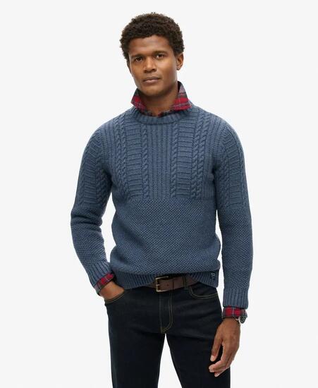 superdry Jacob Cable Knit Jumper – maglione a trecce vestibilità rilassata