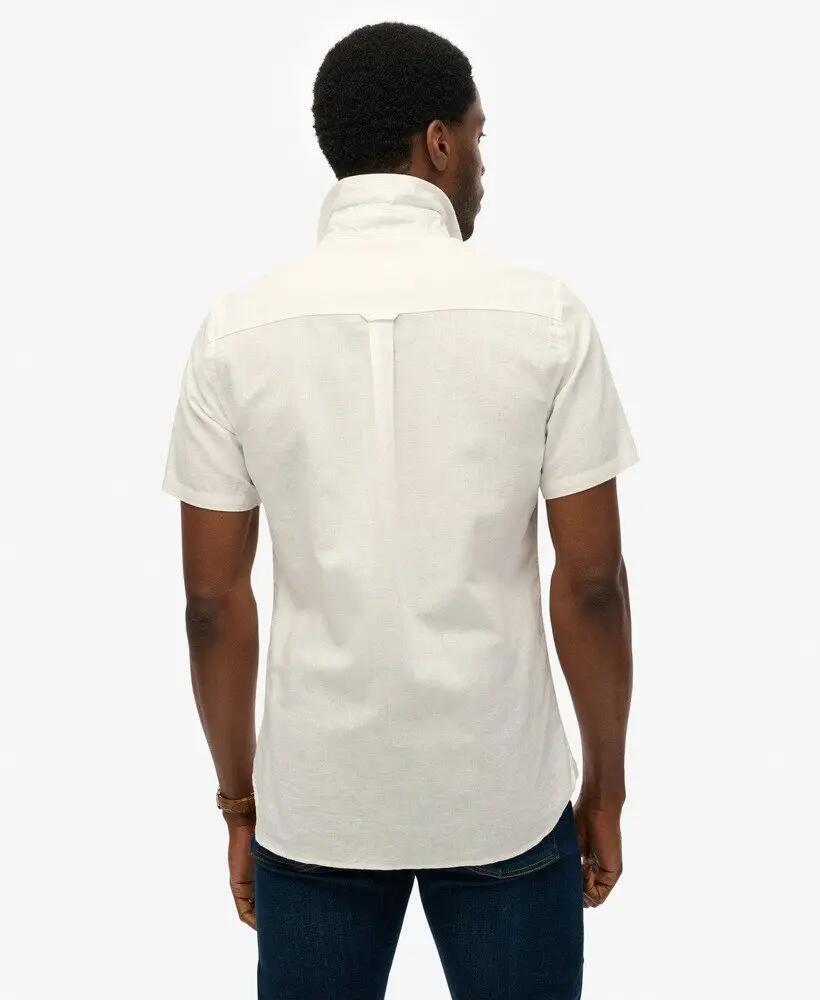 superdry Camicia manica corta cotone-lino Relaxed fit 4/5