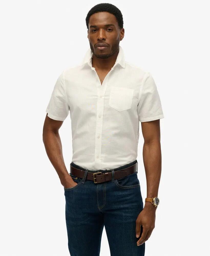 superdry Camicia manica corta cotone-lino Relaxed fit 2/5