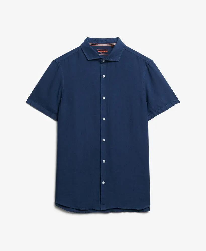 superdry Koszula Vacation Linen krótki rękaw len - NAVY 6/6