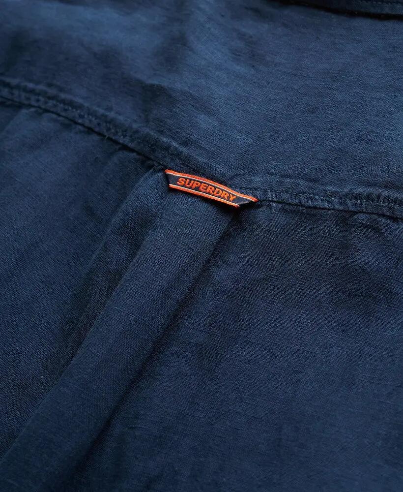 superdry Koszula Vacation Linen krótki rękaw len - NAVY 5/6