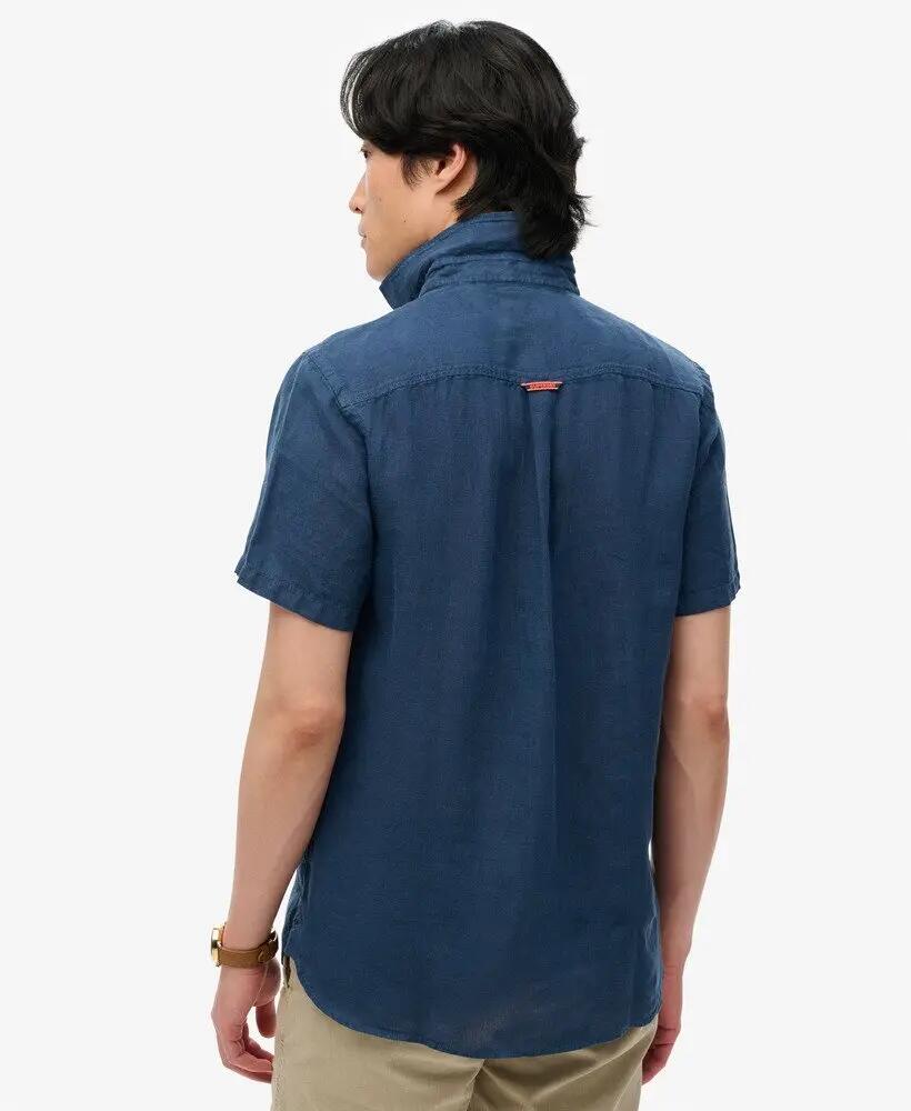 superdry Koszula Vacation Linen krótki rękaw len - NAVY 4/6