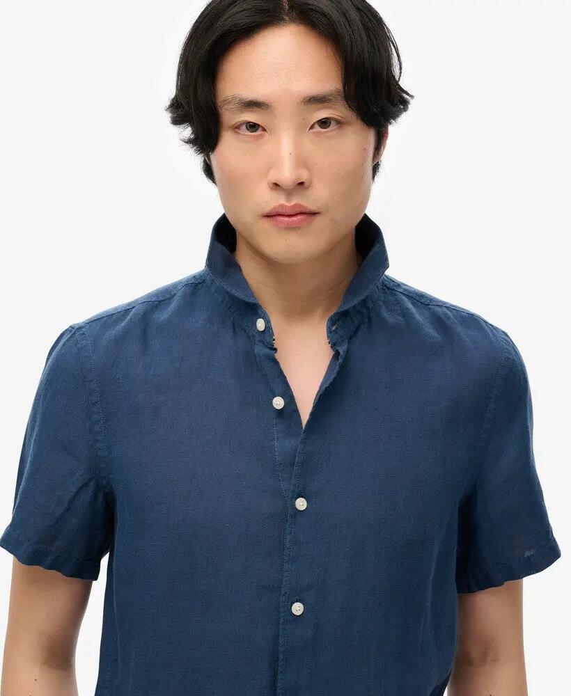 superdry Koszula Vacation Linen krótki rękaw len - NAVY 3/6
