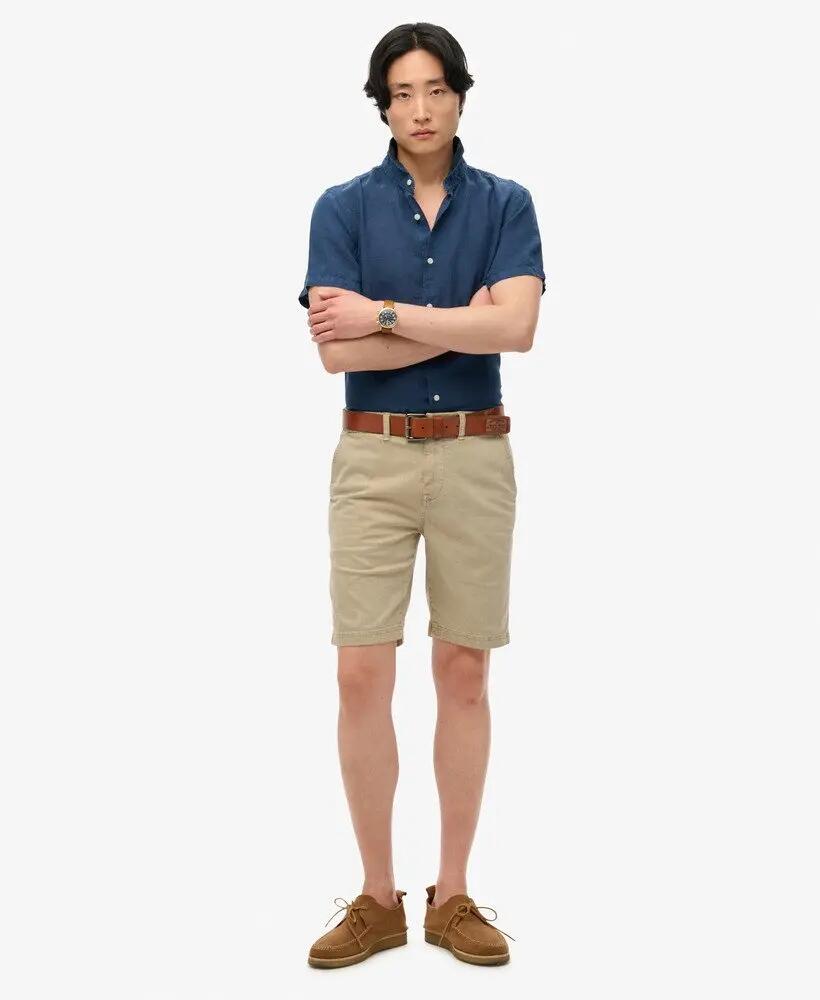 superdry Koszula Vacation Linen krótki rękaw len - NAVY 2/6