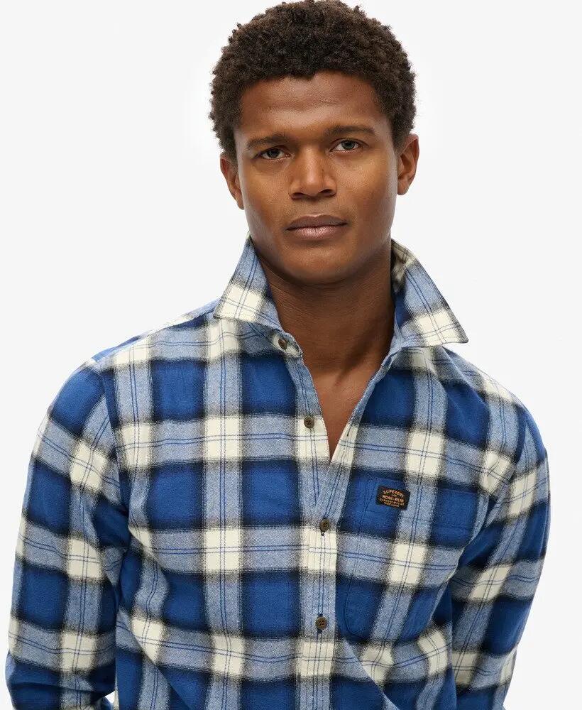 superdry Koszula Vintage Lumberjack 100% bawełna Rodrick Check Blue 3/4