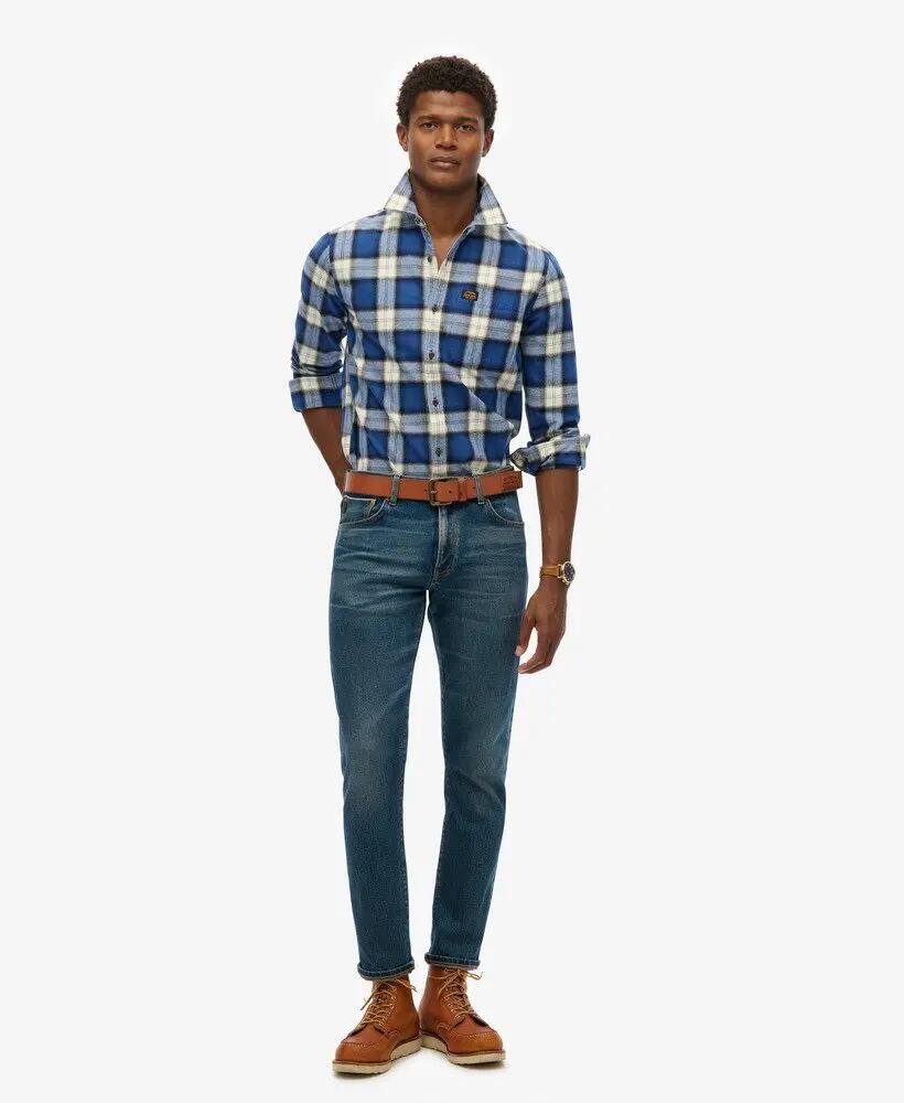 superdry Koszula Vintage Lumberjack 100% bawełna Rodrick Check Blue 2/4
