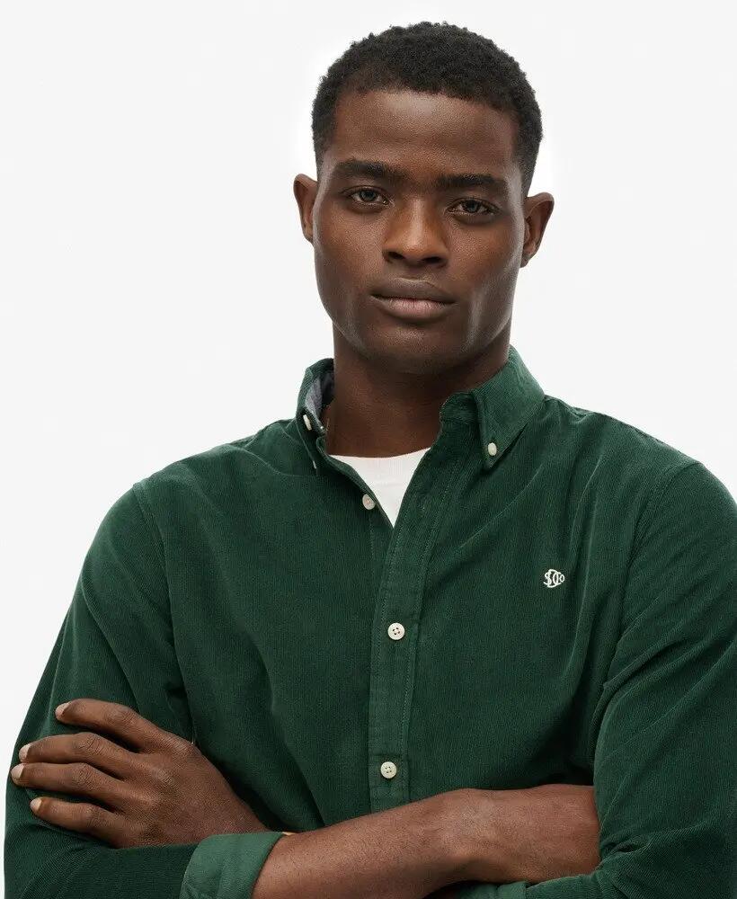 superdry Camisa Classic Needle em corduroy – ENAMEL GREEN 4/5