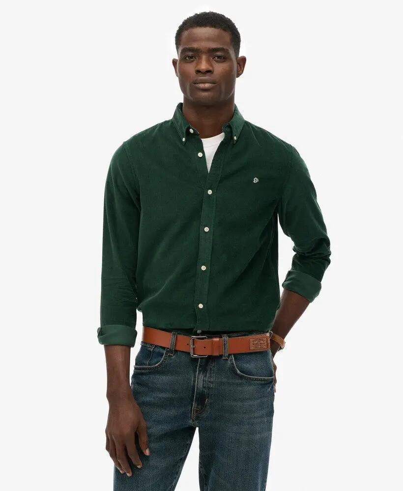 superdry Camisa Classic Needle em corduroy – ENAMEL GREEN 2/5