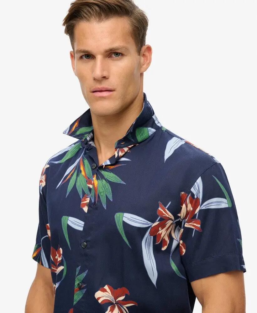 superdry Camicia hawaiana maniche corte Dark Navy Hawaiian 3/7