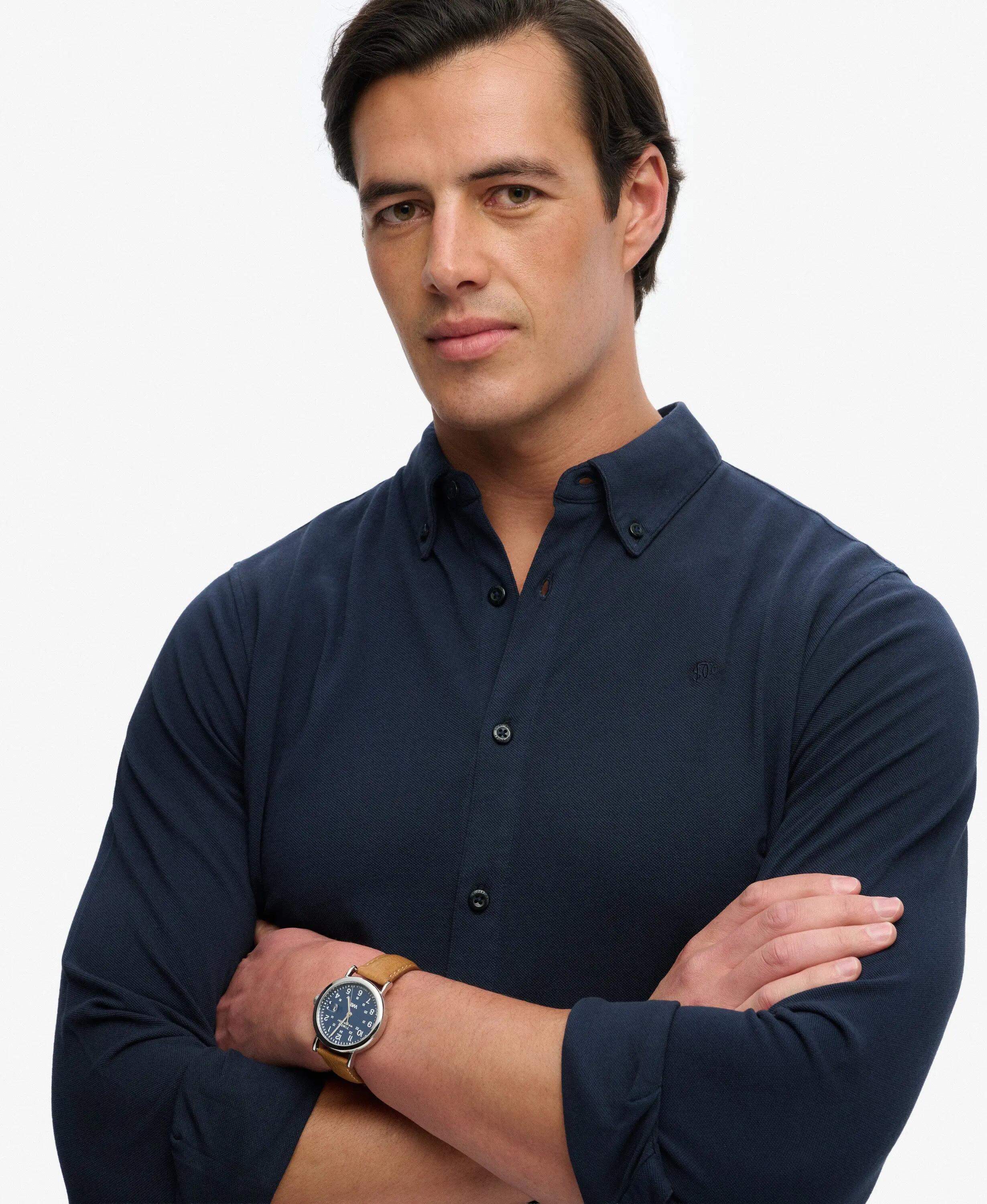 superdry Chemise Vintage Destroy Pique manches longues – SUPER DARK NAVY 4/7