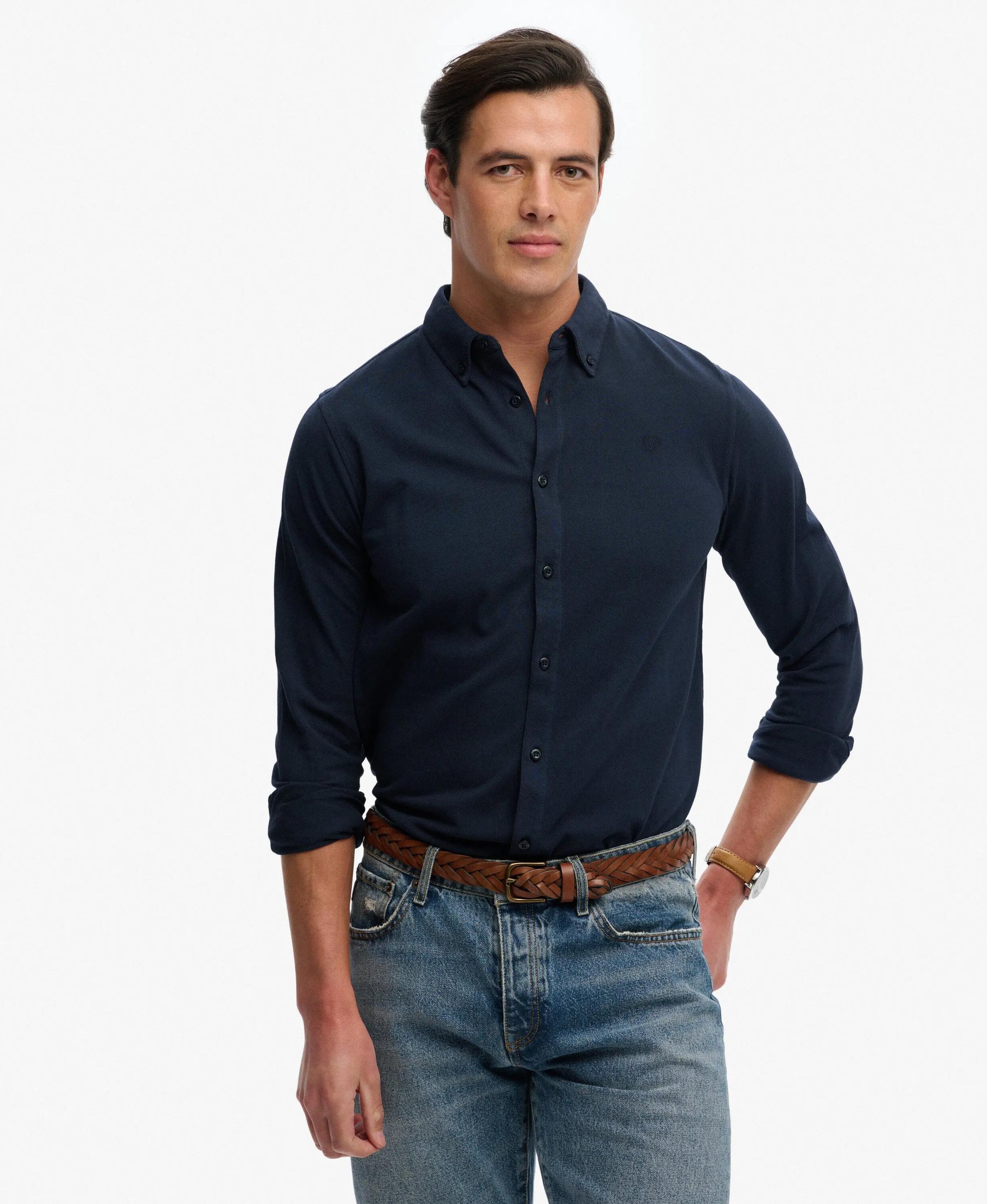 superdry Chemise Vintage Destroy Pique manches longues – SUPER DARK NAVY 2/7