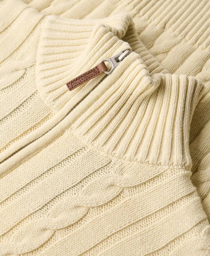 superdry Maglione mezza zip in cotone biologico Cable Classic 5/6
