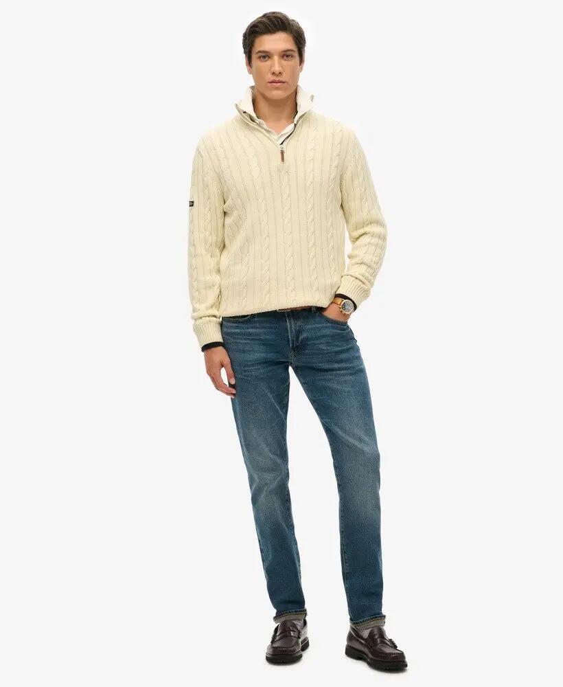 superdry Maglione mezza zip in cotone biologico Cable Classic 2/6