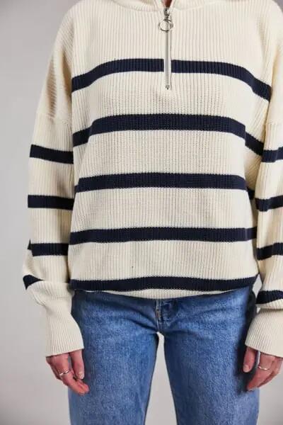 sebago Half Zip Sweater wit van 100% katoen 3/5